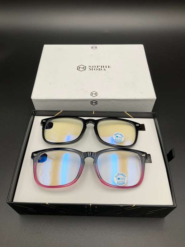 Sophie Moda - Fashion Computer Glasses Anti Blue Light: Black/Pink (2Pack)