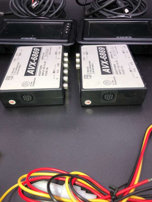Set of 2 Audiovox LCM5620PKG 5 inch. Headrest Monitors