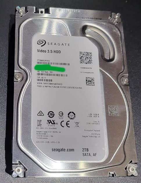 2TB Seagate 3.5` Video Hard Drive (100% Working)