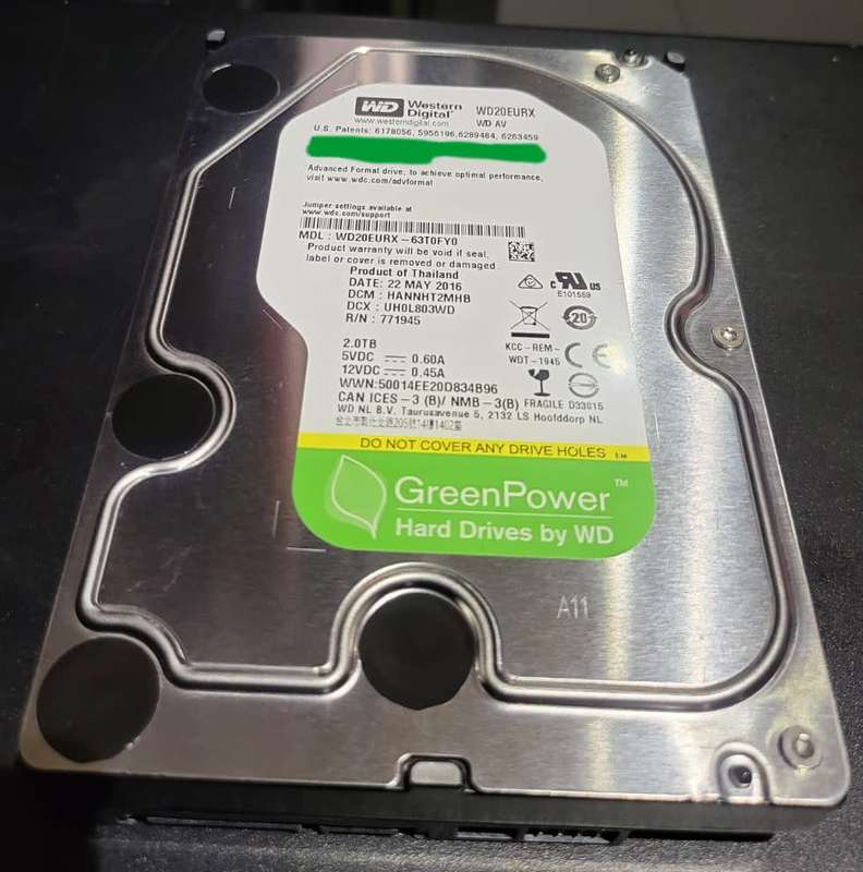 2TB Western Digital 3.5` Green (100% Working)