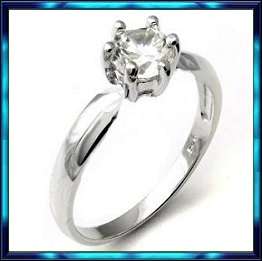 6-prong Solitaire 0.84ct Cr. Diamond 925 Sterling Silver Ring. Size 6 / M