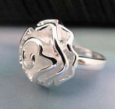 Sterling Silver 925 Frosted Rose Design Ring