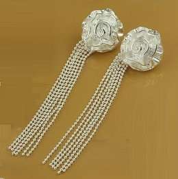 Sterling Silver 925 Plated Frosted Rose Design Earring