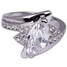 10KT White Gold Lily Sapphire Ring