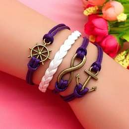 Infinity Antique Bronze Anchor Ships Wheel Bracelet