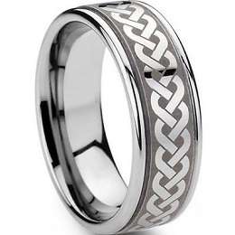Solid Stainless Steel Mens Celtic Ring