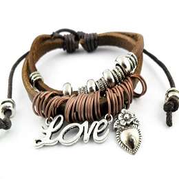 European Fashion Genuine Leather Bracelet - Love