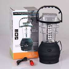 PORTABLE SOLAR RECHARGEABLE BRIGHT 36 LED HAND CRANK DYNAMO LANTERN WITH A USB PORT