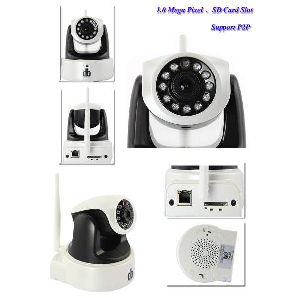 Wireless HD IP Security Camera - Pan + Tilt, IR Cut, H264 with cellphone acsessabilaty