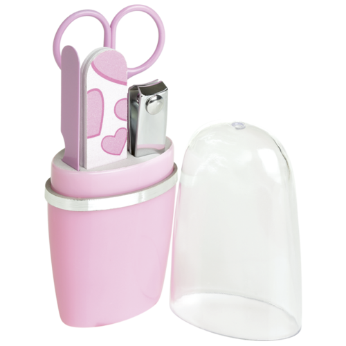 4 Piece Manicure Set in Plastic Case - Pink