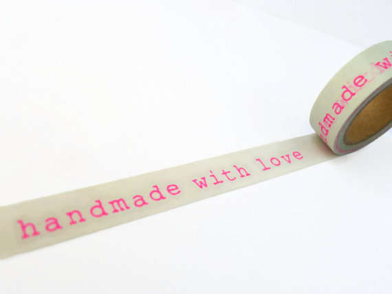 Grey and Pink Handmade with Love Washi Tape