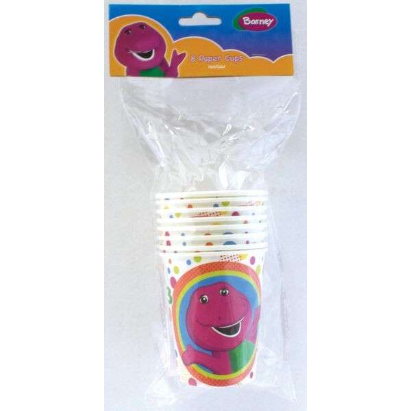 Barney Polka 9oz Hot/ Cold Paper Cups 8's - Clearance Sale
