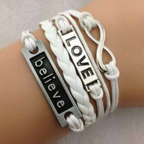 Infinity Bracelet - White - Love/Believe