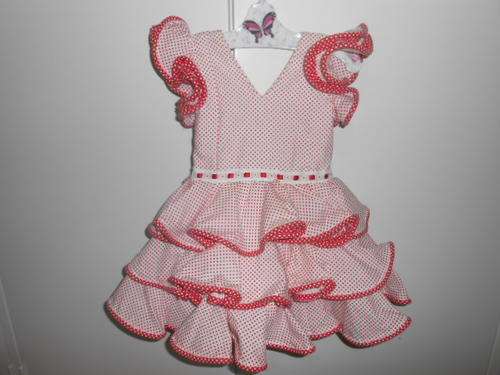 Traditionnal Spanish Sevillana Dress/costume for 2 to 3 years old girl Handmade.