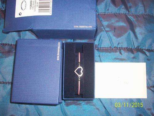 Swarovsky Crystal heartshaped Charm pink cordon bracelet