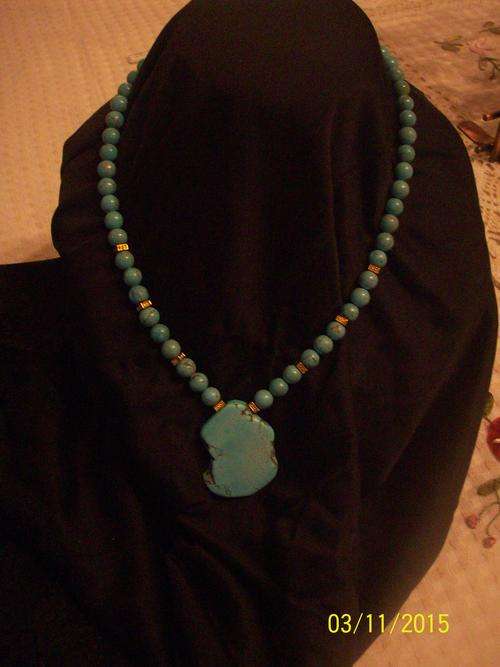 Beautiful Handmade Turquoise necklace with turquoise pendant