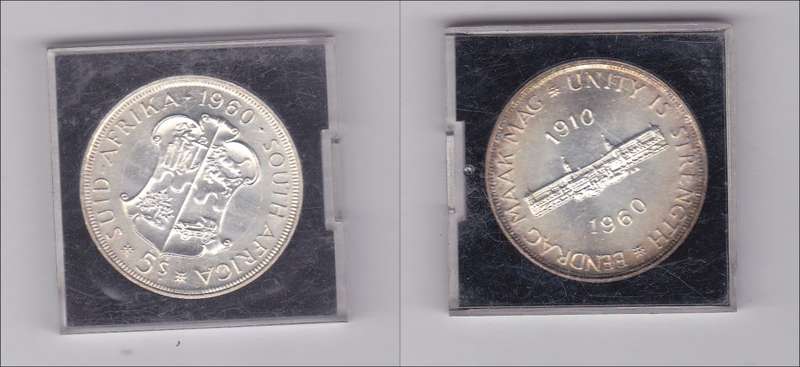SOUTH AFRICA PROOF 5 SHILLINGS 1960 IN PLASTIC BOX