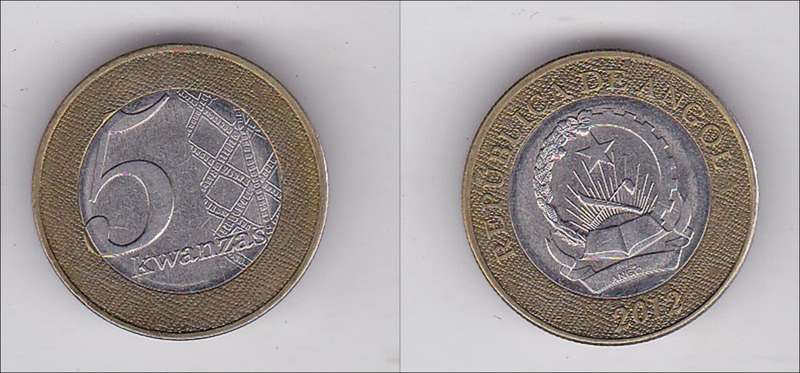 ANGOLA 5 KWANZAS 2012 BIMETAL EF