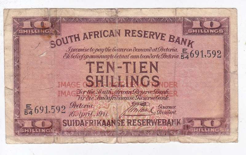 SOUTH AFRICA 10 SHILLINGS 16  APRIL 1941 E54691592