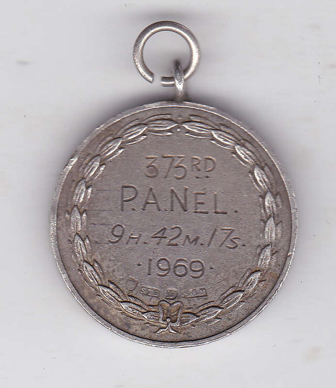 COMRADES MARATHON 1969 MEDAL SILVER HALLMARKED 14.96g .925 - 373RD P.A.NEL 9H42M.17S
