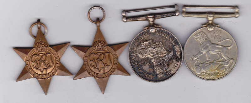 WWII GROUP OF 4 3243 R.L. PONT AFRICA SERVICE MEDAL, 39-45 WAR MEDAL, 39-45 STAR, AFRICA STAR