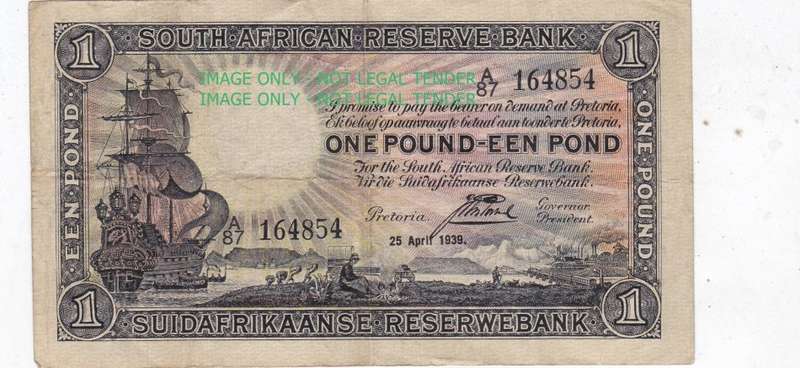 SOUTH AFRICA POUND POSTMUS 25 APRIL 1939 # A 87 164854