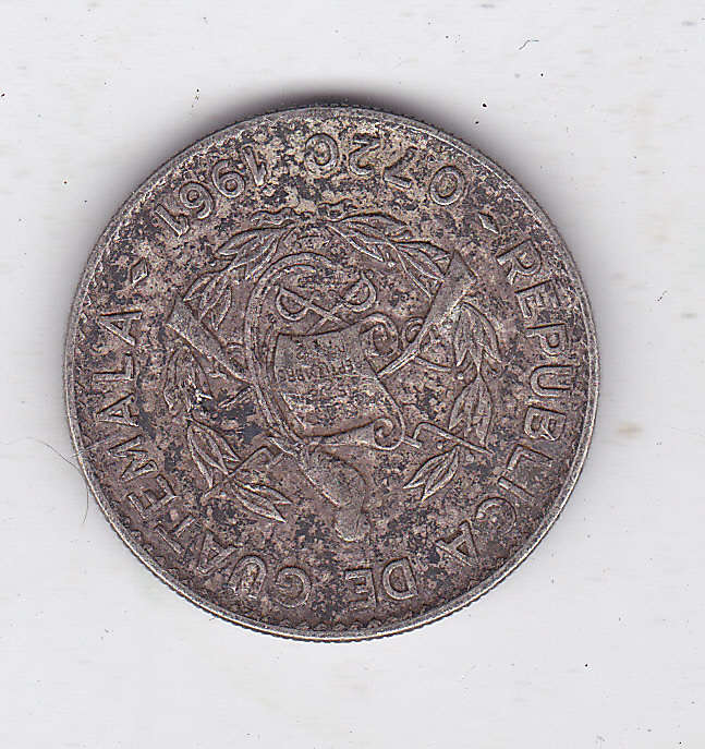 GUATEMALA 10CENTAVOS 1961 .72 SILVER