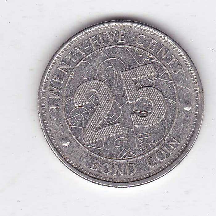 ZIMBABWE 25 CENTS BOND COIN 2014