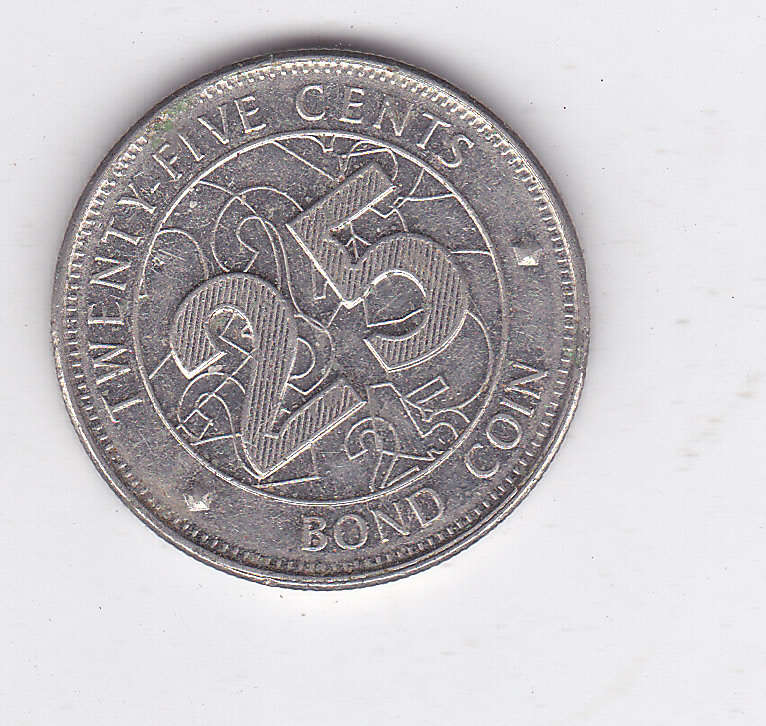 ZIMBABWE 25 CENTS BOND COIN 2014