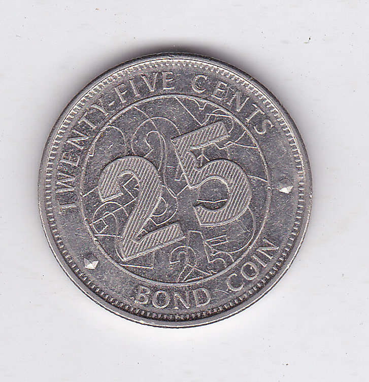 ZIMBABWE 25 CENTS BOND COIN 2014 HIGH GRADE