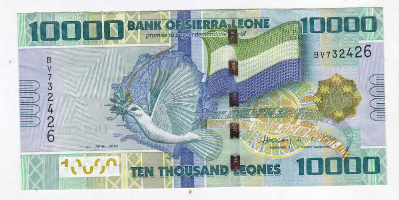 SIERRA LEONE 10 000 LEONES 2010 PEACE FACE VALUE R17.15