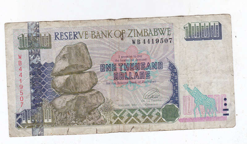 ZIMBABWE 1000 DOLLARS 2003