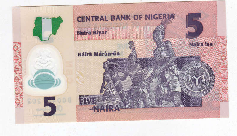 NIGERIA 5 NAIRA 2015 POLYMER HIGH GRADE