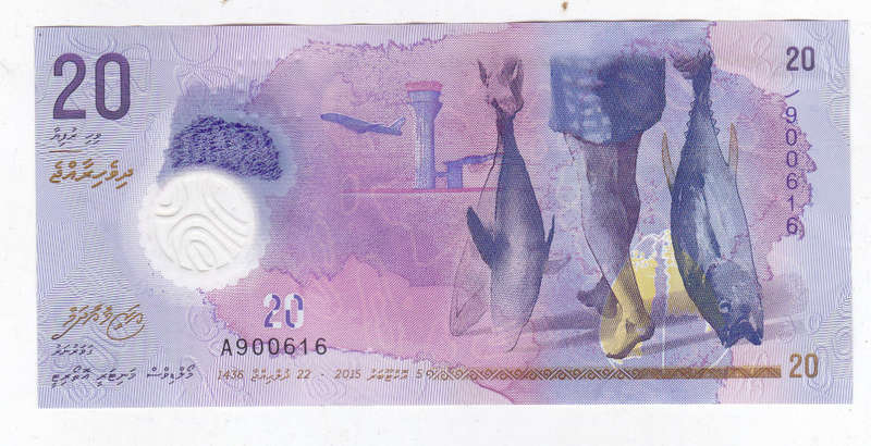 MALDIVES 20 RUFIYAA POLYMER 2015 HIGH GRADE