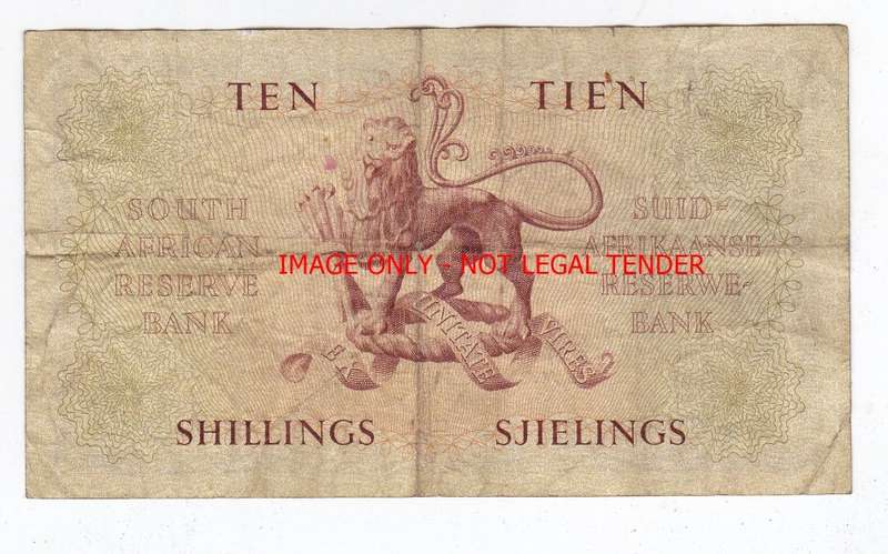 SOUTH AFRICA 10 shillings  DE KOCK a132 556182 - 26.11.56
