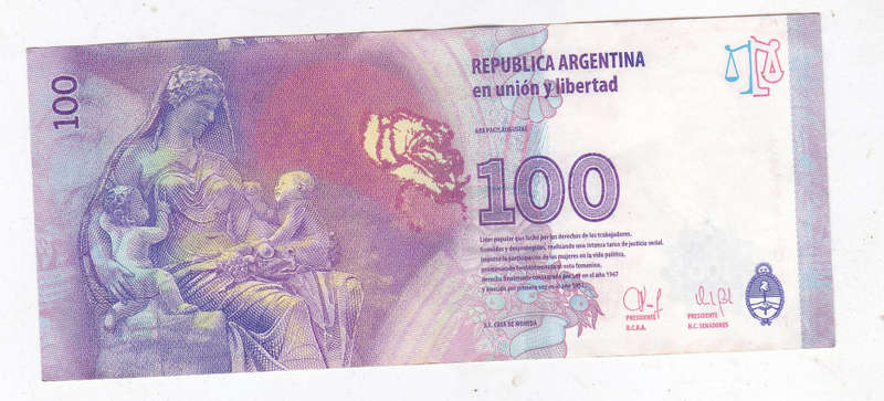 ARGENTINA 100 PESOS PERON HIGH GRADE FACE VALUE R87