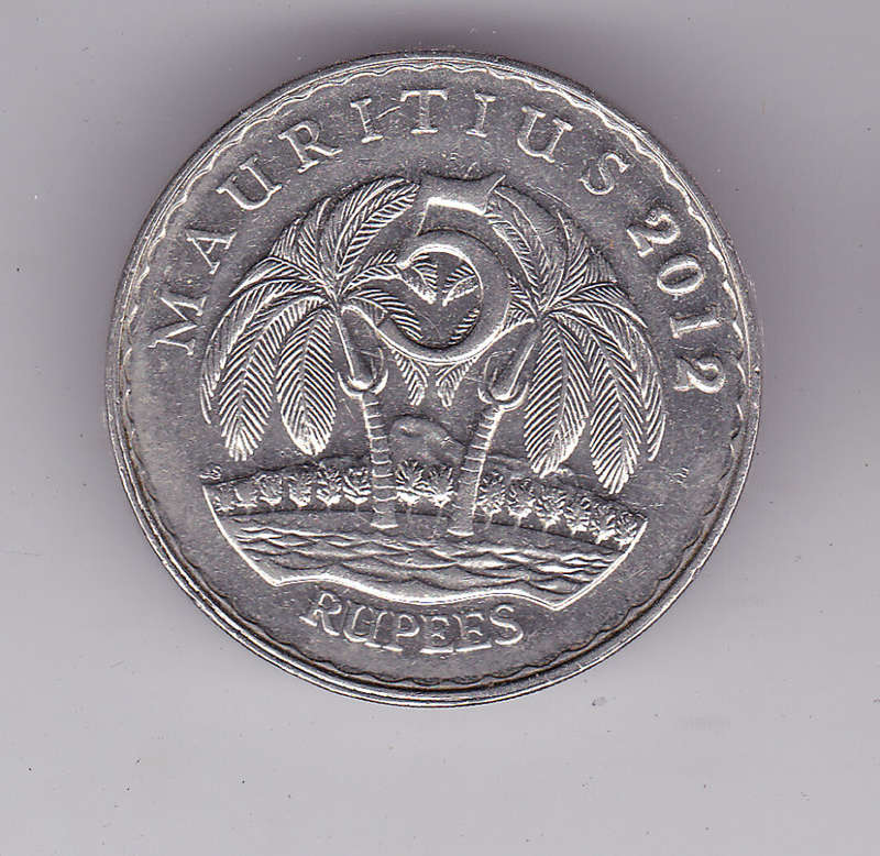 MAURITIUS 5 RUPEE 2012 EXTRA FINE