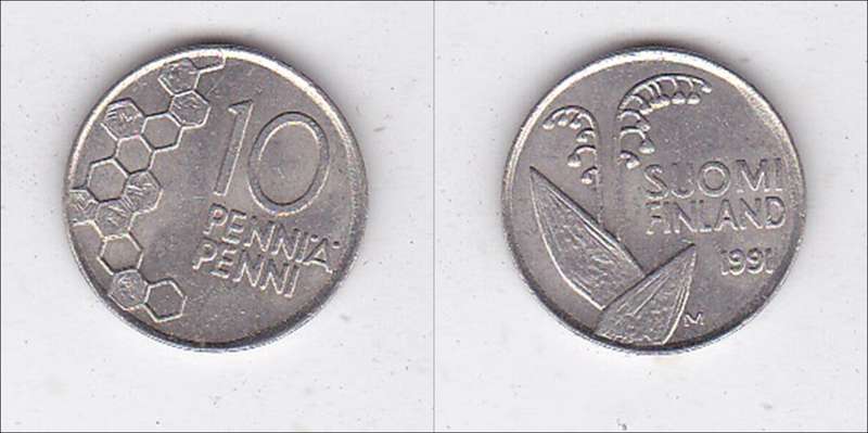FINLAND 10 CENTS 1991 HIGH GRADE