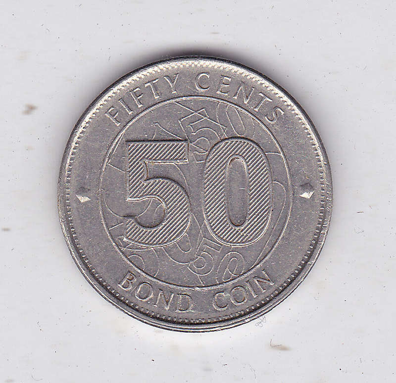 ZIMBABWE 50 CENT BOND COIN 2014