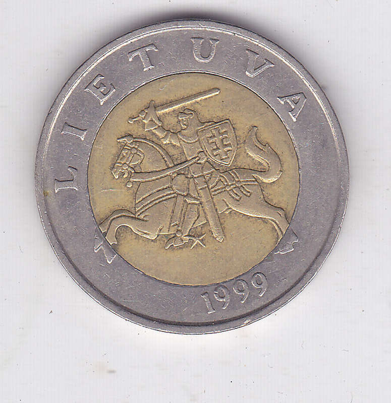 LITHUANIA 5 LITS FV=R22.96 BI METAL 1999