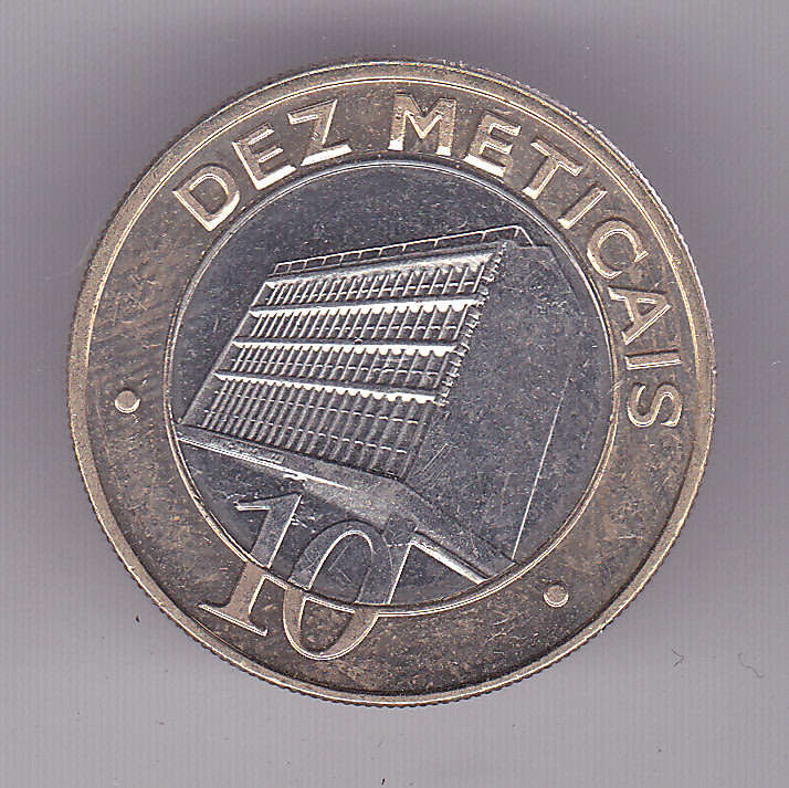 MOZAMBIQUE 10 METICALS 2012 EXTRA FINE BI METAL