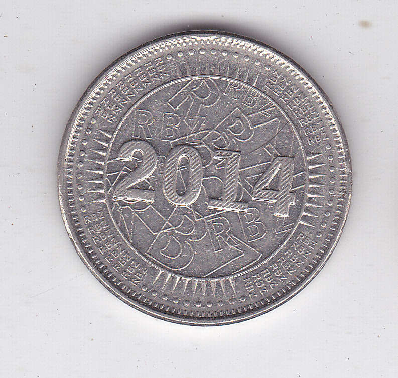 ZIMBABWE 50 CENTS BOND COIN 2014 EF