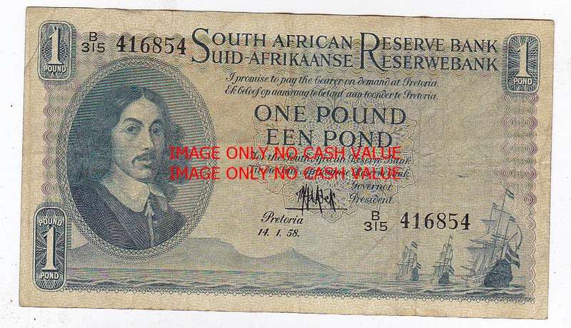 SOUTH AFRICA POUND DE KOCK B315 416854 14.1.58