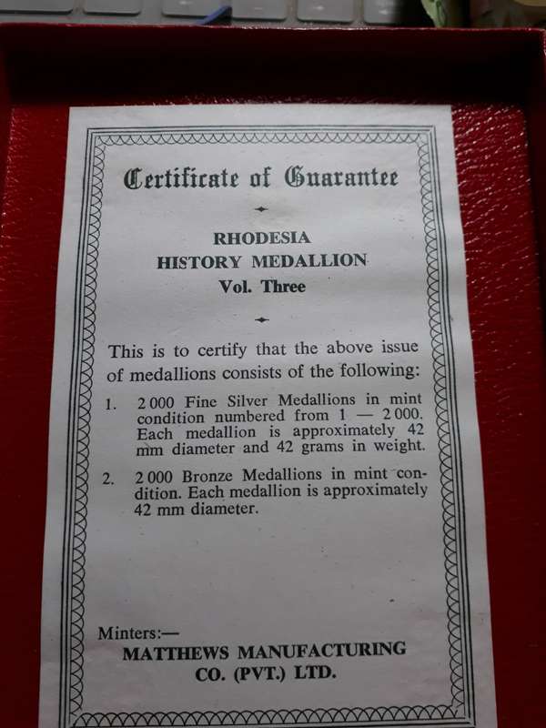 RHODESIA HISTORY MEDALLION VOL 3 RHODESIAN ARMED FORCES