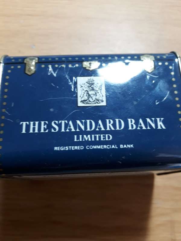 VINTAGE STANDARD BANK MONEY BOX TIN- MY TREASURE CHEST
