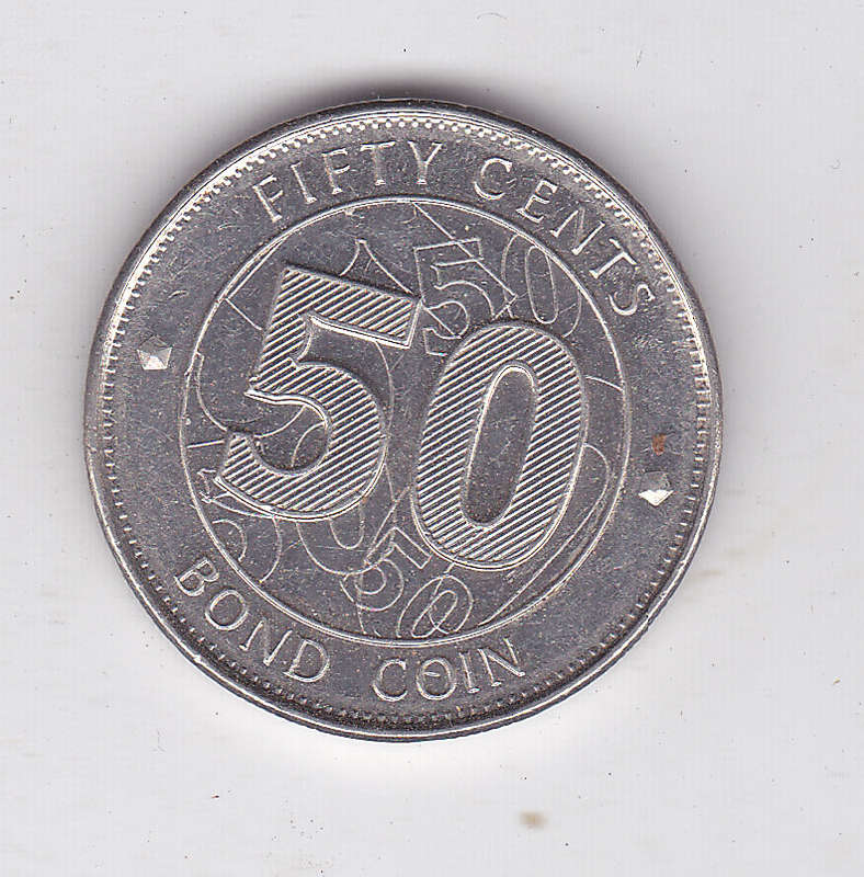 ZIMBABWE 50 CENTS BOND COIN 2014 EF