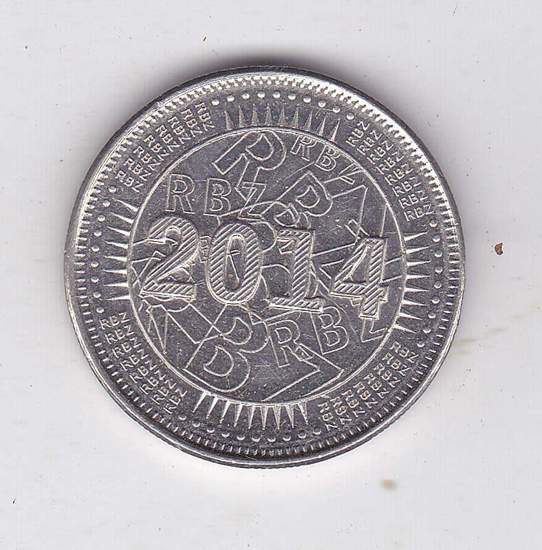 ZIMBABWE 50 CENTS BOND COIN 2014 EF