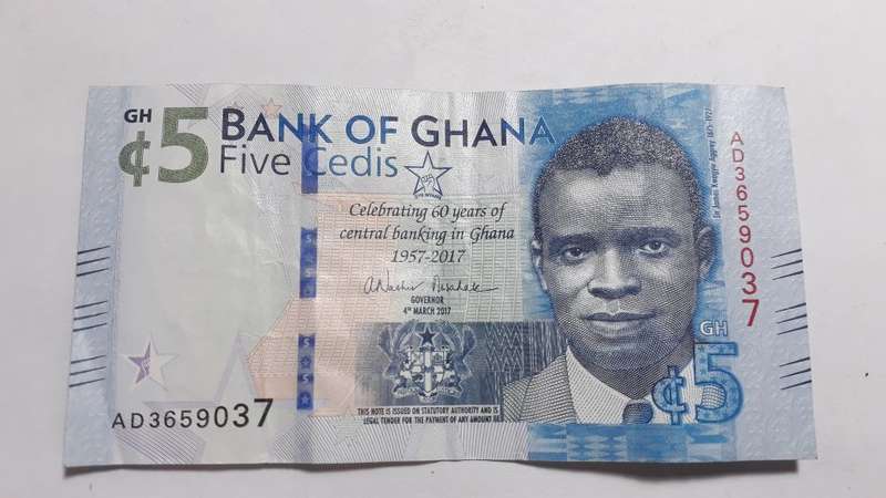 GHANA 5 CEDIS 2017 HIGH GRADE CENTRAL BANKING