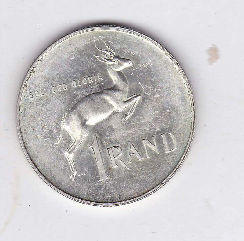 SOUTH AFRICA R1 1965 ENGLISH LEGEND EF