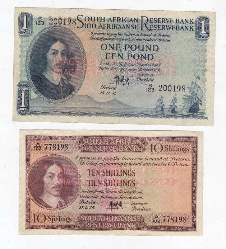 SETSOUTH AFRICA  10 SHILLINGS, POUND, 5 POUND AND 10 POUND DE KOCK VF-EF